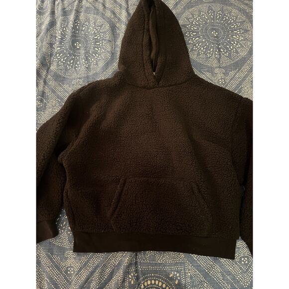 Victoria's Secret Sherpa Pullover Hoodie M Black - Picture 1 of 3